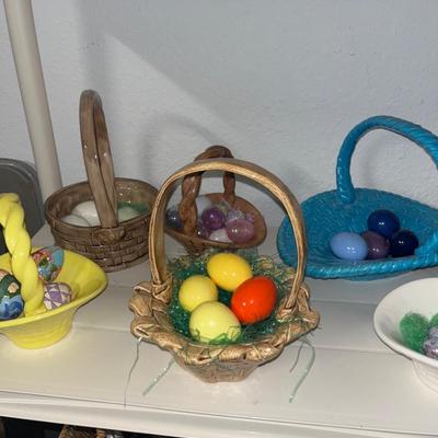 Ceramic baskets and eggs
