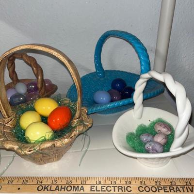 Ceramic baskets and eggs
