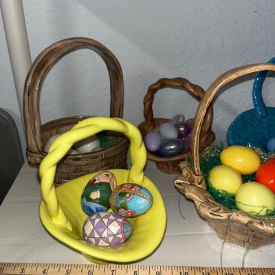 Ceramic baskets and eggs