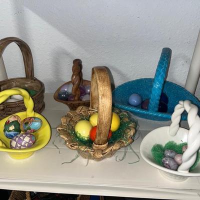 Ceramic baskets and eggs