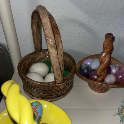 Ceramic baskets and eggs
