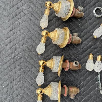 612 Large LOT of Brass Crystal and Bird Sink & Tub Hardware