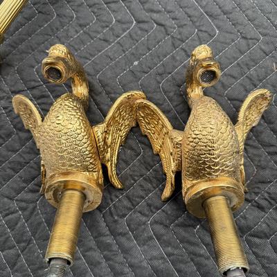 612 Large LOT of Brass Crystal and Bird Sink & Tub Hardware