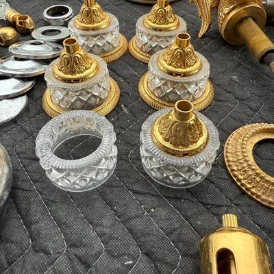 612 Large LOT of Brass Crystal and Bird Sink & Tub Hardware