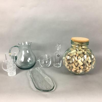 K8047 Large Glass Cork Jar with Pitchers Lot