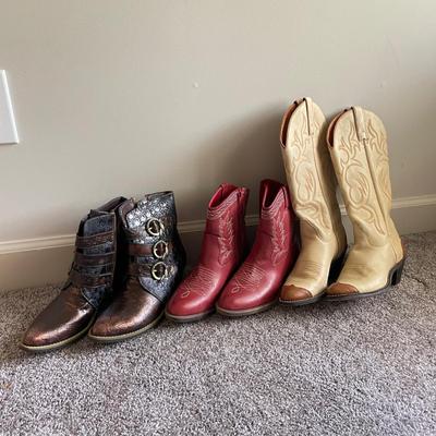 Three Pairs of Cowboy Boots by Texas Brand Boots & More (GB1-BM)
