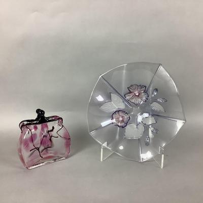 K8223 Glass Purse & Floral Bowl Lot