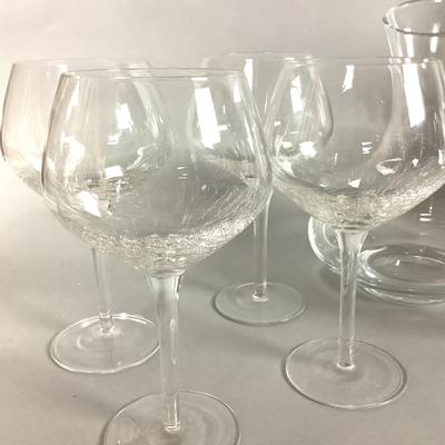 K8222 Crackled Wine Glasses with Glass Cheese Tray
