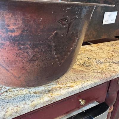 617 Round Copper Grape Vine Embossed Bar Sink