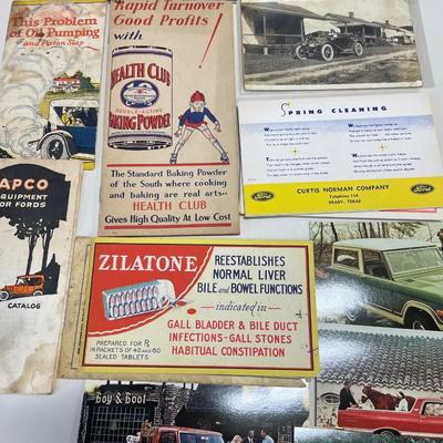 Vintage advertising and post cards with token