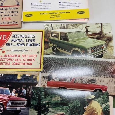 Vintage advertising and post cards with token