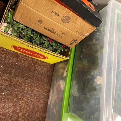 Totes and boxes of crafting flowers