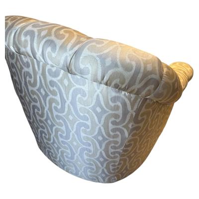 Vintage Mid Century Modern Upholstered Off White Tufted Swivel Chair