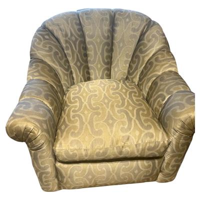 Vintage Mid Century Modern Upholstered Off White Tufted Swivel Chair