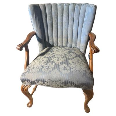 Vintage Wingback Blue Upholstered Chair