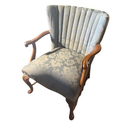 Vintage Wingback Blue Upholstered Chair