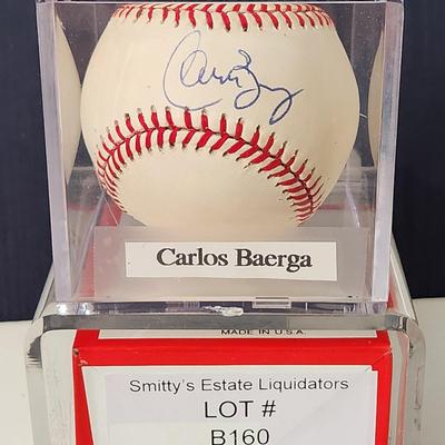 Carlos Baerga Mets OMLB Signed Autographed Baseball In Collectors Case