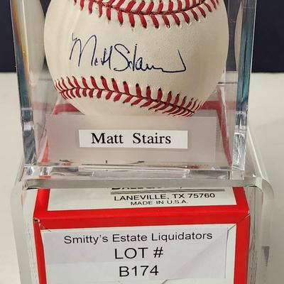 Matt Stairs Oakland A's OMLB Signed Autographed Baseball In Collectors Case