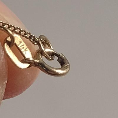14 Karat Yellow Gold Pendant with Chain- Approx 3.6 Grams Total Weight (#21)