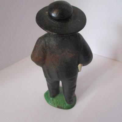 Vintage Solid Cast Iron Amish Country Man Folk Art 4 1/2" Tall