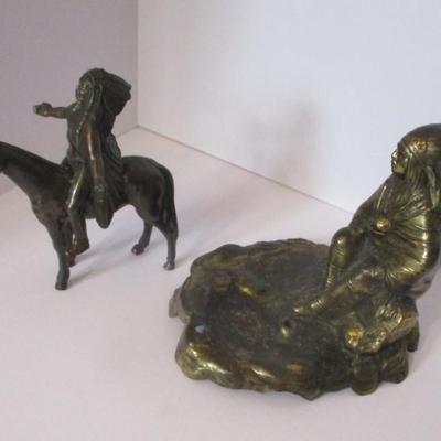 Appeal To The Great Spirit Bronze Native American Figure Metal & Native American Incense Burner