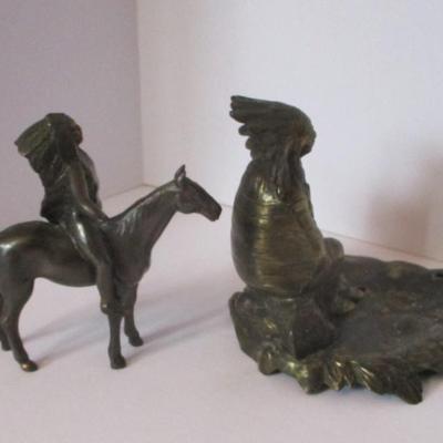Appeal To The Great Spirit Bronze Native American Figure Metal & Native American Incense Burner