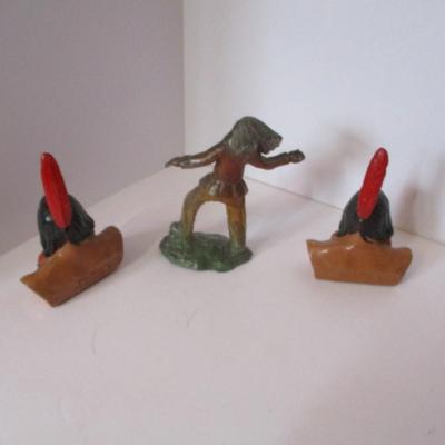 Native American Cast Iron Figure Made In Japan & National Shawmut Bank Figural Paperweight