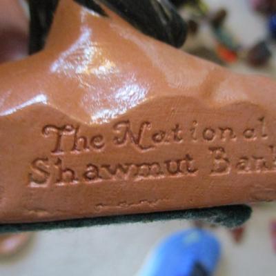 Native American Cast Iron Figure Made In Japan & National Shawmut Bank Figural Paperweight