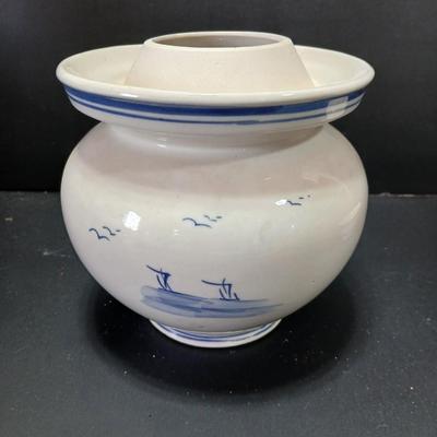 Pottery Pot Jar Hangari for Fermenting Kimchi Gochujang Blue White