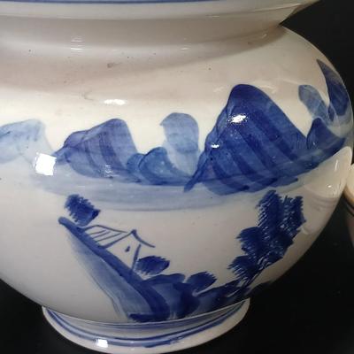 Pottery Pot Jar Hangari for Fermenting Kimchi Gochujang Blue White