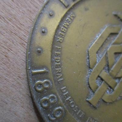 Union Trust Company Paperweight Pocket Change Dish Brass Decor