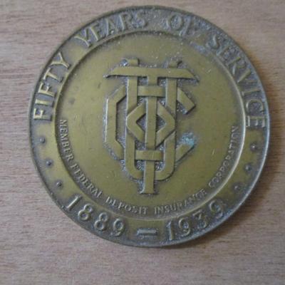Union Trust Company Paperweight Pocket Change Dish Brass Decor