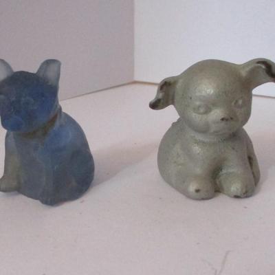 Vintage Miniature Bull Dog Bucki Carbons Ribbons & Blue Dog
