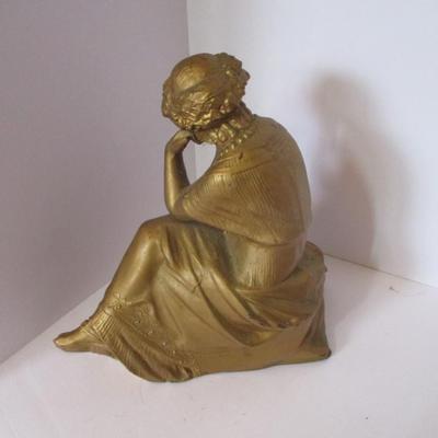Antique Cast Metal Spelter Woman Ansonia Mantle Clock Topper