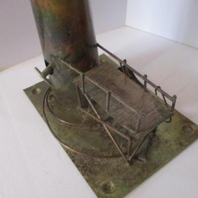 Vintage Metal Brass Sailing Ship & Lighthouse Sculptures