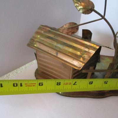 Vintage Copper Metal Barn Mill With Wheel & Music Box Made In Hong Kong