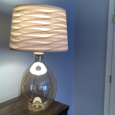 M753 Grey Glass Lamp with Pleated Shade
