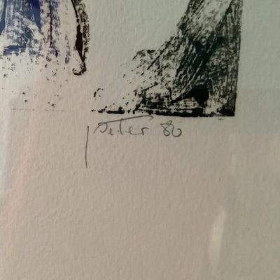 M754 Watercolor of Street Scene Signed Peter ‘80