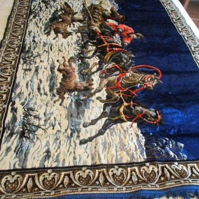 Hunting Scene Tapestry Approx 75 1/2" x 48"
