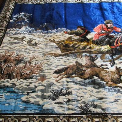 Hunting Scene Tapestry Approx 75 1/2" x 48"