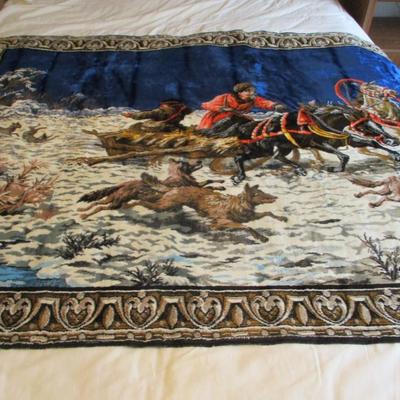 Hunting Scene Tapestry Approx 75 1/2" x 48"