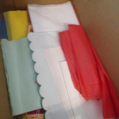 Assortment Of Crafting Items Bags Tissue Paper Cards Paper Ribbons