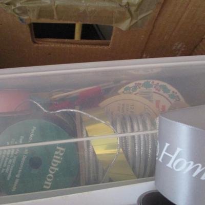 Assortment Of Crafting Items Bags Tissue Paper Cards Paper Ribbons