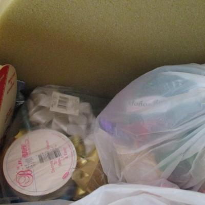 Assortment Of Crafting Items Bags Tissue Paper Cards Paper Ribbons