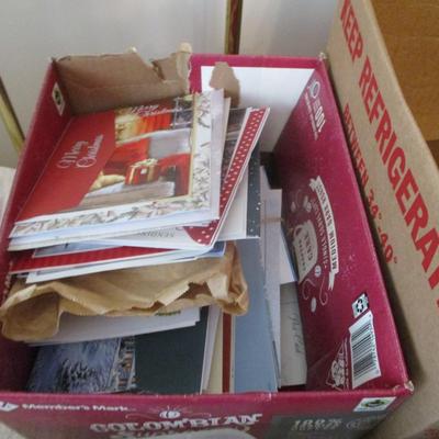 Assortment Of Crafting Items Bags Tissue Paper Cards Paper Ribbons