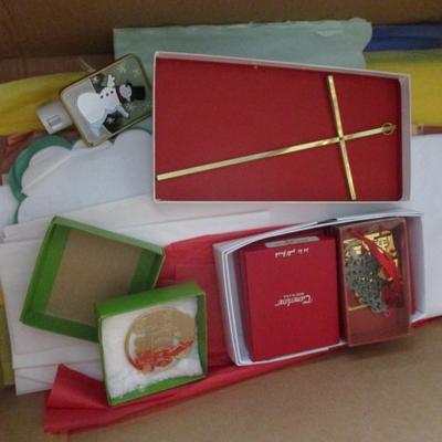 Assortment Of Crafting Items Bags Tissue Paper Cards Paper Ribbons