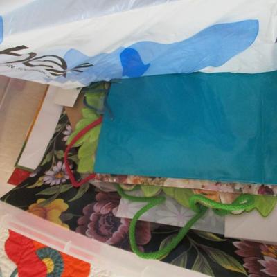 Assortment Of Crafting Items Bags Tissue Paper Cards Paper Ribbons