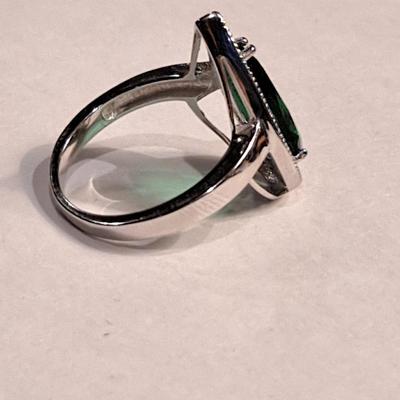 Treated Emerald S925 Silver Ring