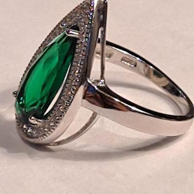 Treated Emerald S925 Silver Ring