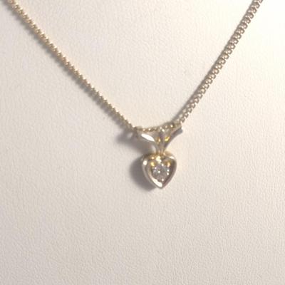 18 Karat Yellow Gold and Diamond Pendant with 14 Karat Necklace - Approx Total Weight 2.8 Grams (#31)